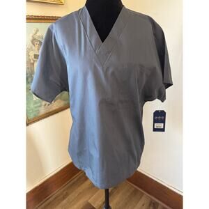 NWT Cherokee Workwear Unisex Traditional Scrub Top Pewter Gray XS 4777